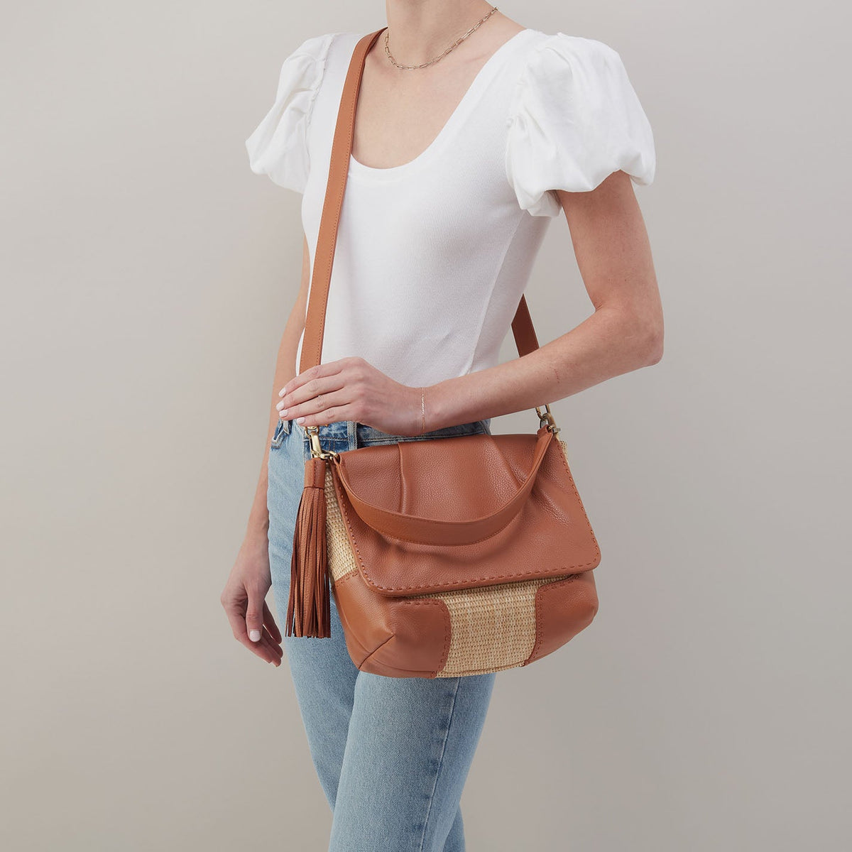 Harley Convertible Shoulder Bag in Woven Straw - Natural Straw | HOBO