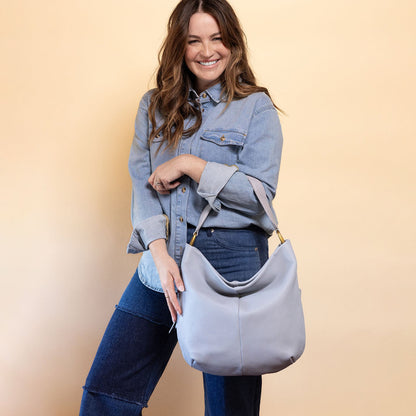 Harley Hobo In Pebbled Leather - Blue Pearl | HOBO