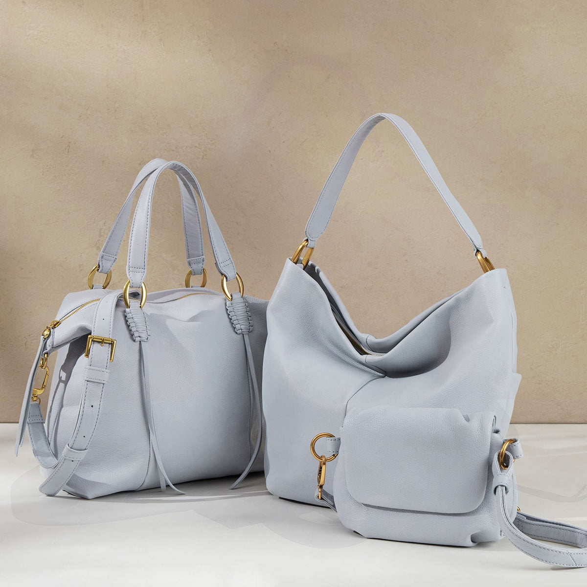 Harley Satchel In Pebbled Leather - Blue Pearl | HOBO