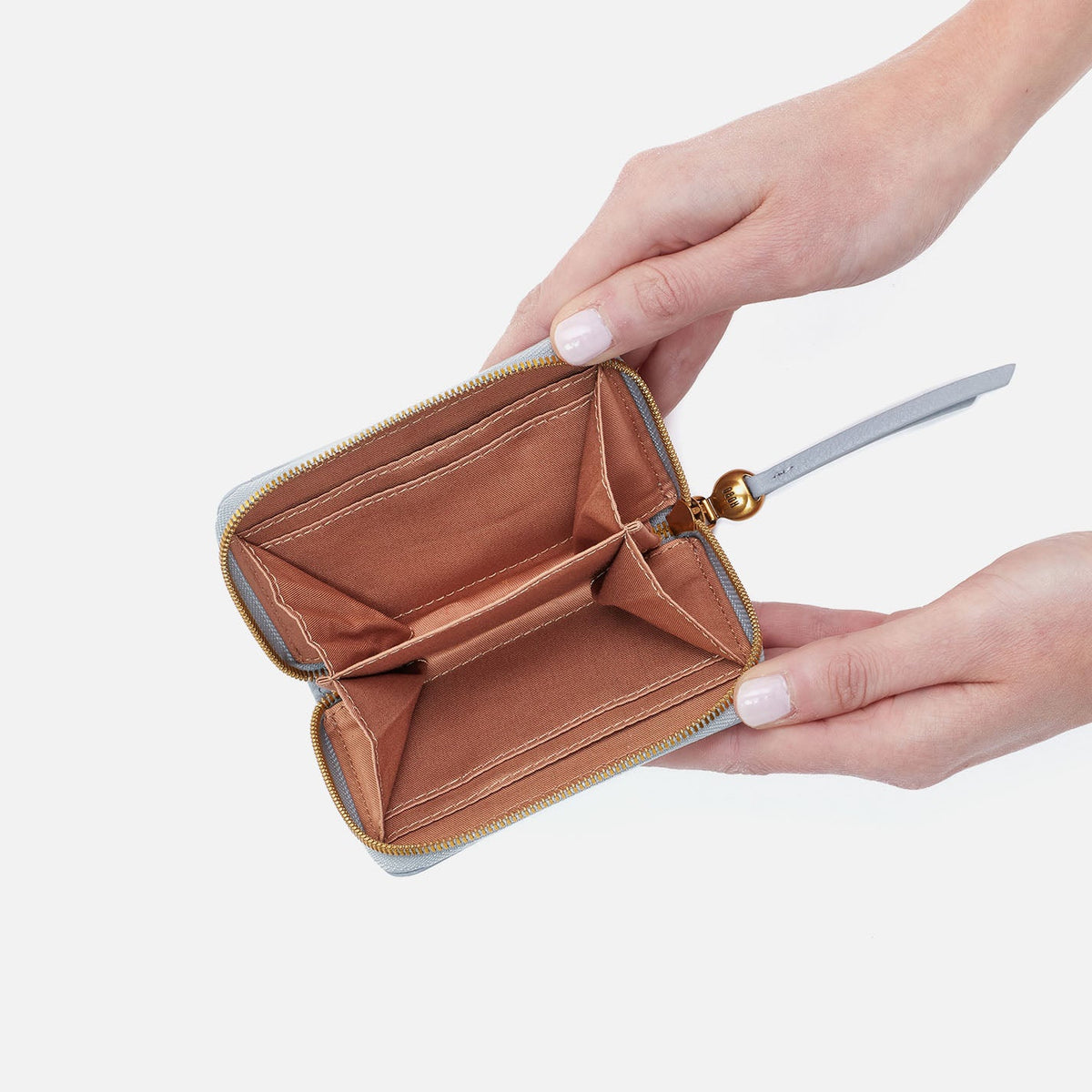 Hart Card Case In Pebbled Leather - Blue Pearl | HOBO