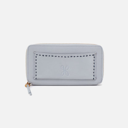 Hart Large Wallet In Pebbled Leather - Blue Pearl | HOBO
