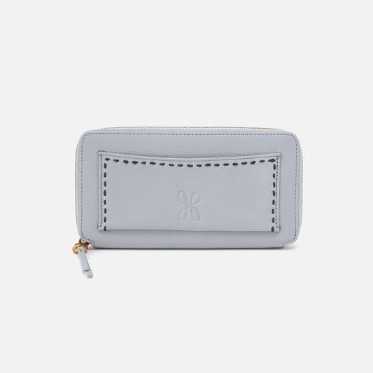 Hart Large Wallet In Pebbled Leather - Blue Pearl | HOBO