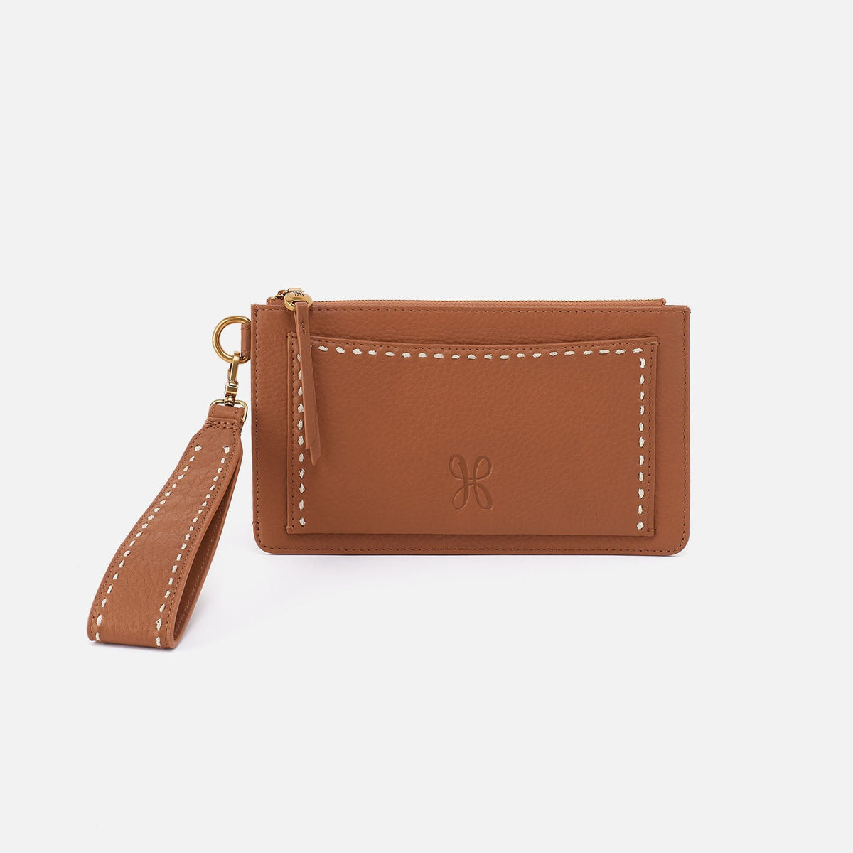 Hart Wristlet In Pebbled Leather - Warm Honey | HOBO
