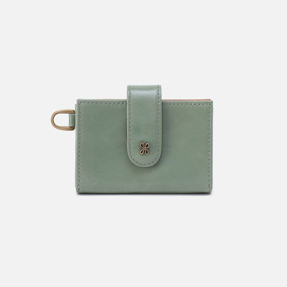 Jean Accordian Card Case In Polished Leather - Jade | HOBO