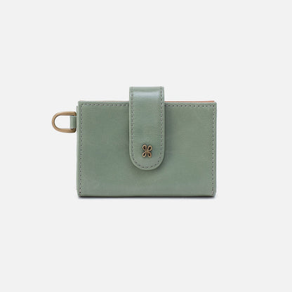 Jean Accordian Card Case In Polished Leather - Jade | HOBO