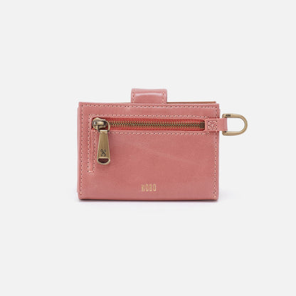 Jean Accordian Card Case In Polished Leather - Rose | HOBO