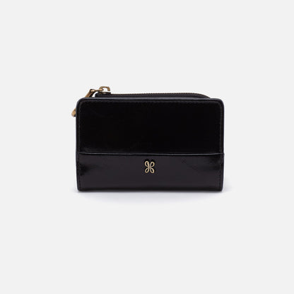 Jill Card Case In Polished Leather - Black | HOBO