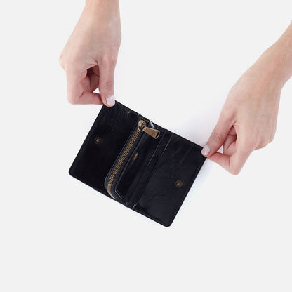 Jill Card Case In Polished Leather - Black | HOBO