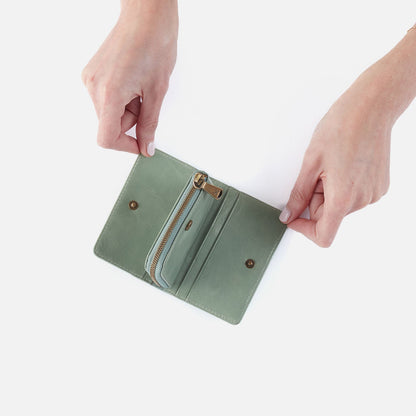 Jill Card Case In Polished Leather - Jade | HOBO