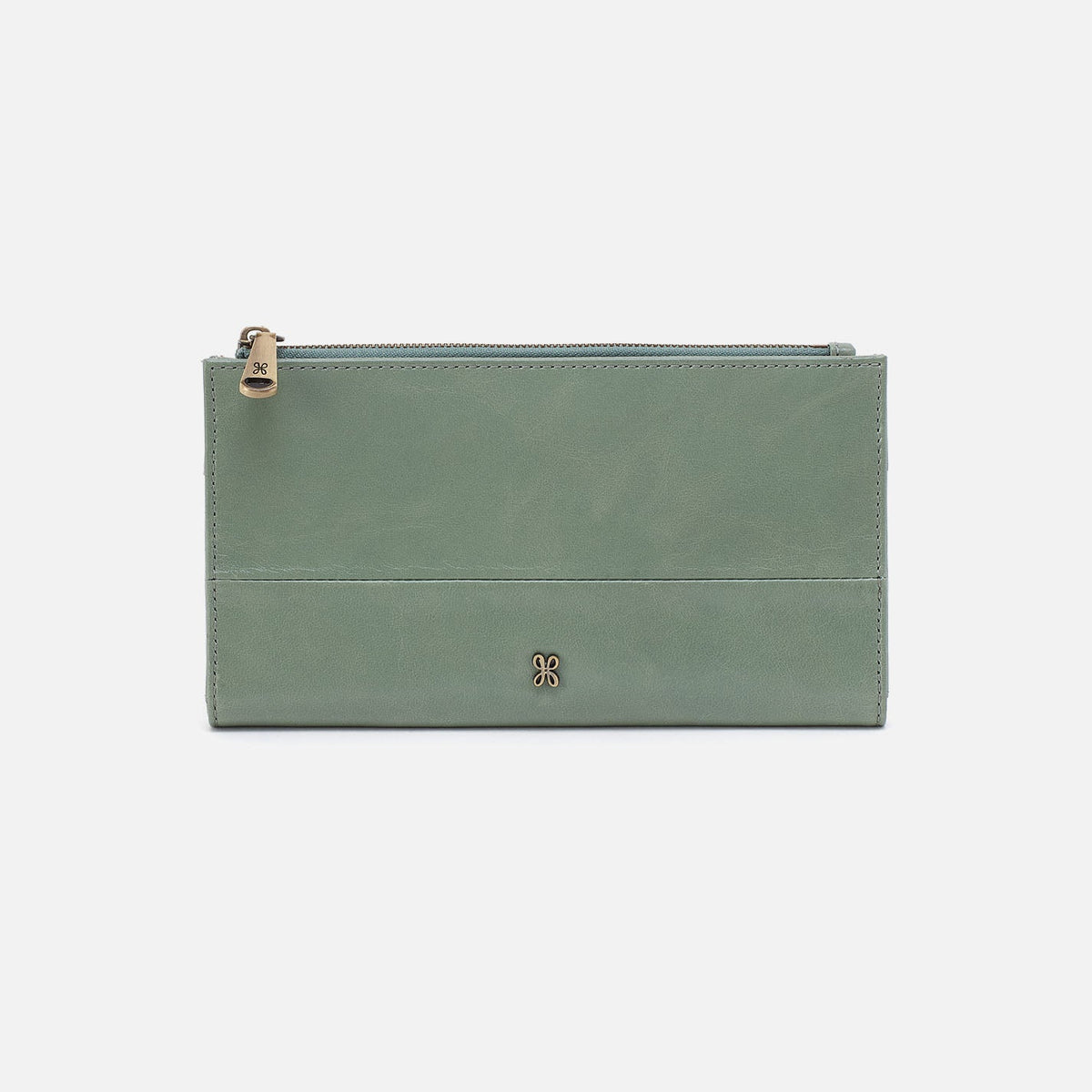 Jill Large Bifold Wallet In Polished Leather - Jade | HOBO