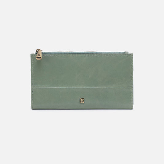 Jill Large Bifold Wallet In Polished Leather - Jade | HOBO