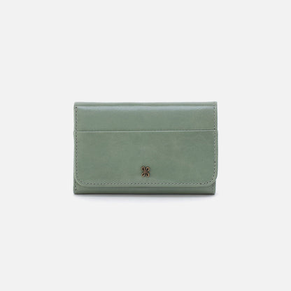 Jill Trifold Wallet In Polished Leather - Jade | HOBO