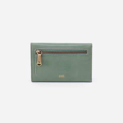 Jill Trifold Wallet In Polished Leather - Jade | HOBO