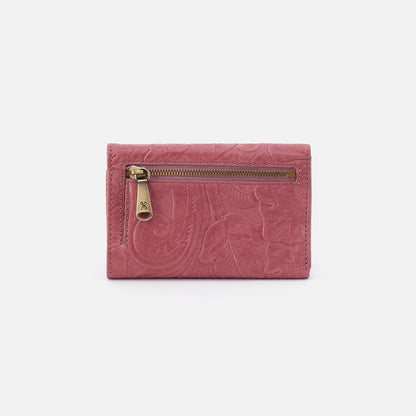 Jill Trifold Wallet In Tooled Embossed Leather - Mauve Tooled Emboss | HOBO