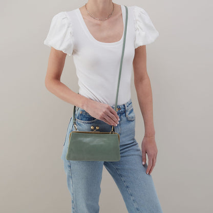 Lauren Frame Crossbody In Polished Leather - Jade | HOBO