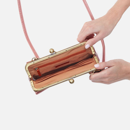 Lauren Frame Crossbody In Polished Leather - Rose | HOBO