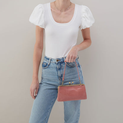 Lauren Frame Crossbody In Polished Leather - Rose | HOBO