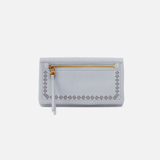 Lumen Continental Wallet In Pebbled Leather - Blue Pearl | HOBO