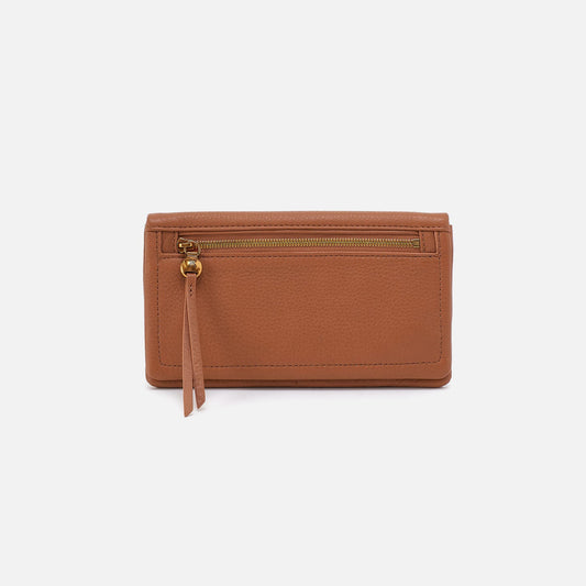 Lumen Continental Wallet In Pebbled Leather - Warm Honey | HOBO