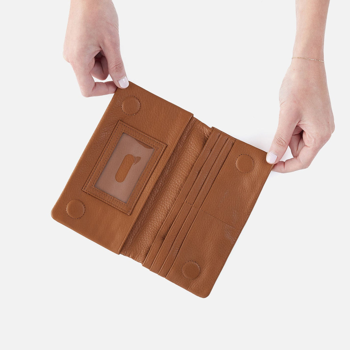 Lumen Continental Wallet In Pebbled Leather - Warm Honey | HOBO