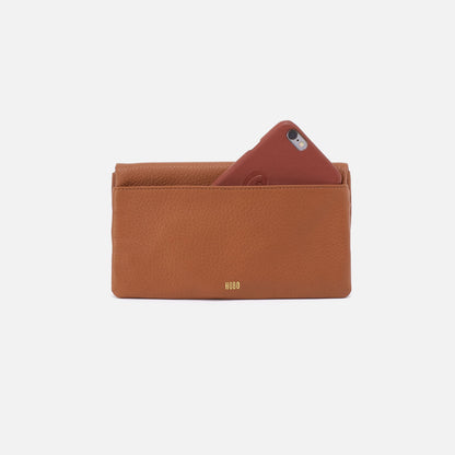 Lumen Continental Wallet In Pebbled Leather - Warm Honey | HOBO