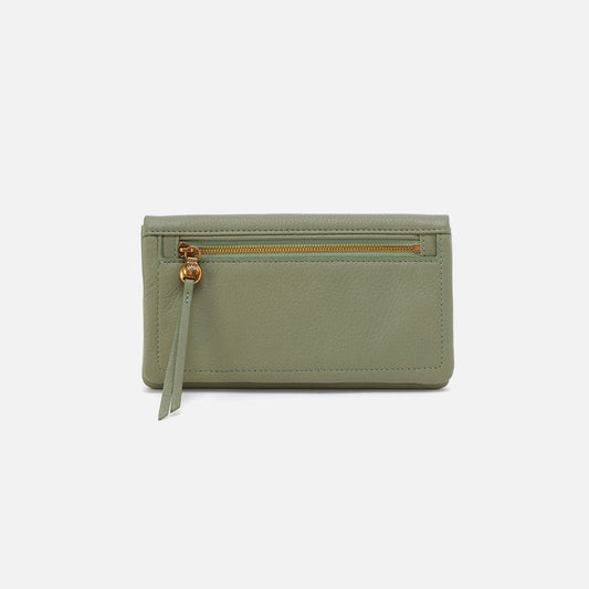 Lumen Continental Wallet In Pebbled Leather - Watercress | HOBO