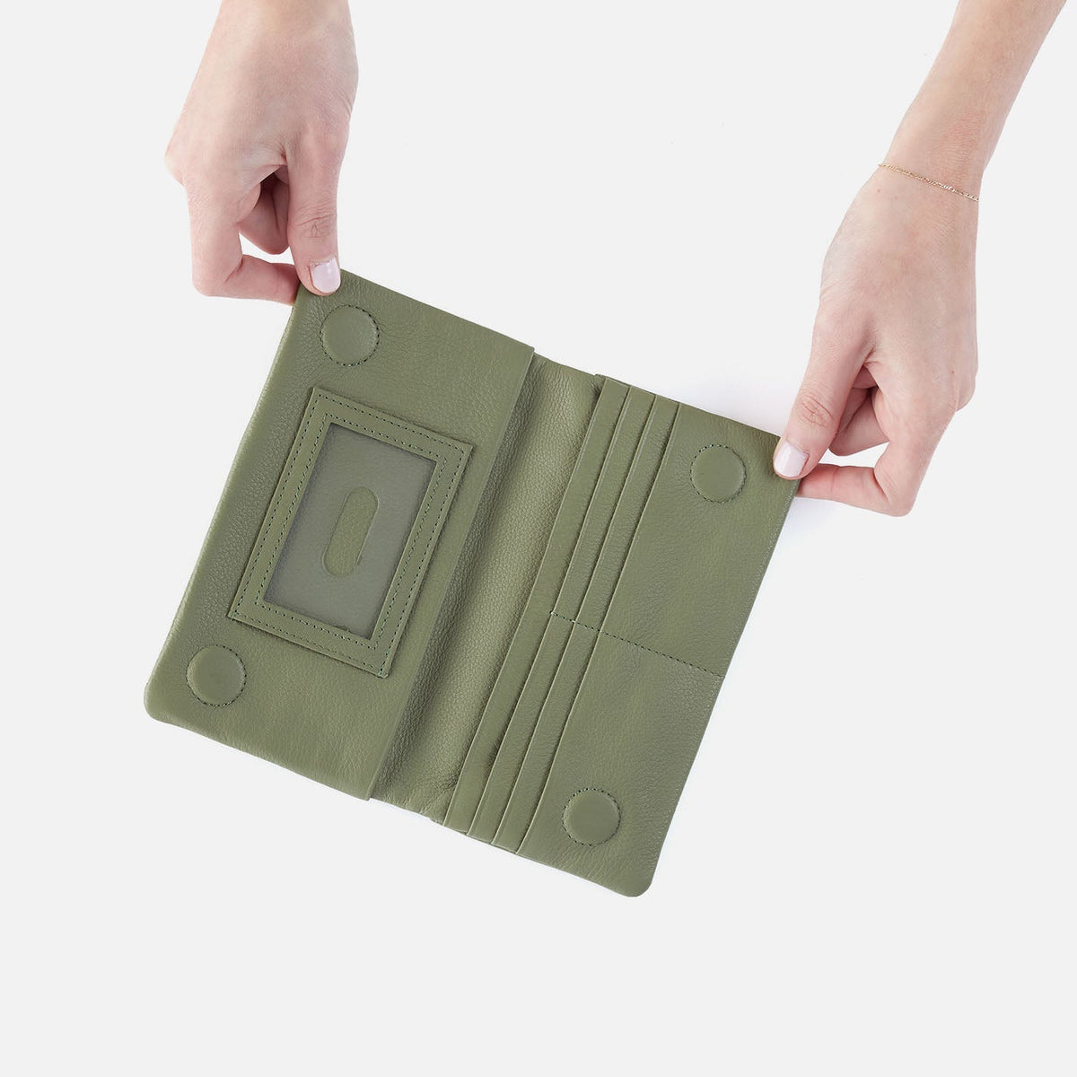 Lumen Continental Wallet In Pebbled Leather - Watercress | HOBO