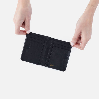 Lumen Mini Wallet In Pebbled Leather - Black | HOBO