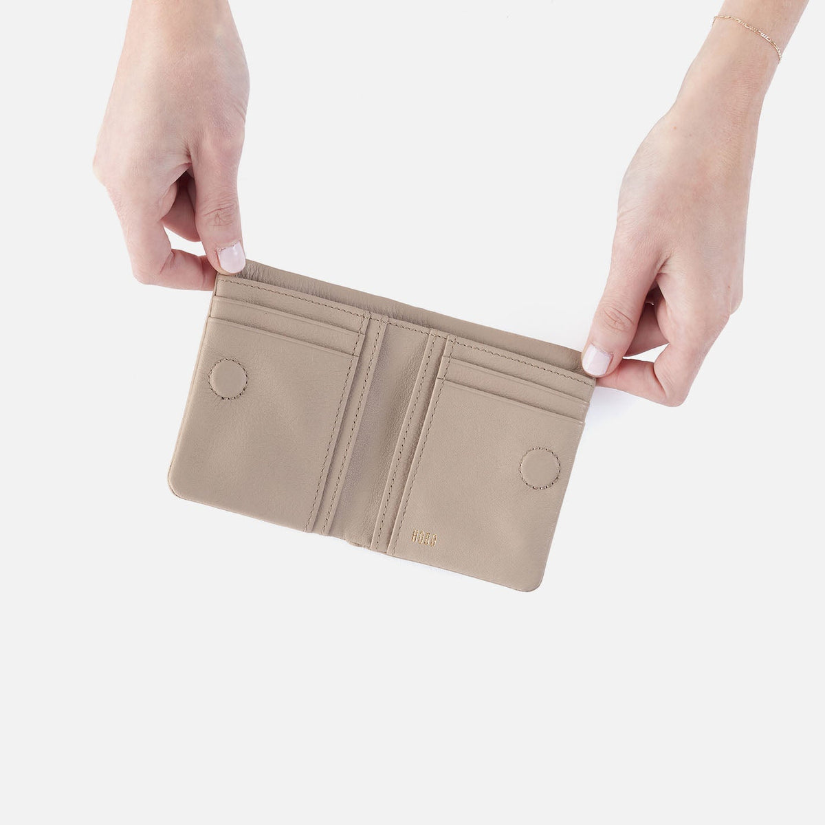 Lumen Mini Wallet In Pebbled Leather - Taupe | HOBO