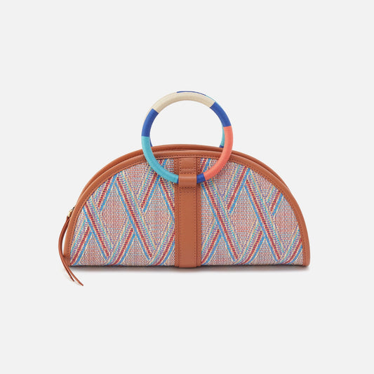Luna Clutch In Multi Weave With Leather Trim - Sunset Raffia | HOBO