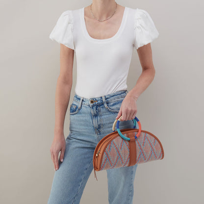 Luna Clutch In Multi Weave With Leather Trim - Sunset Raffia | HOBO