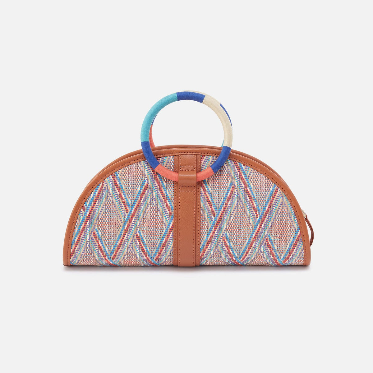 Luna Clutch In Multi Weave With Leather Trim - Sunset Raffia | HOBO