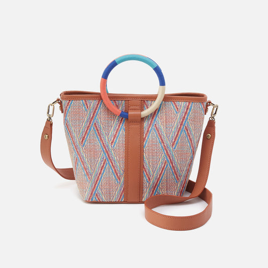 Luna Small Tote In Multi Weave With Leather Trim - Sunset Raffia | HOBO