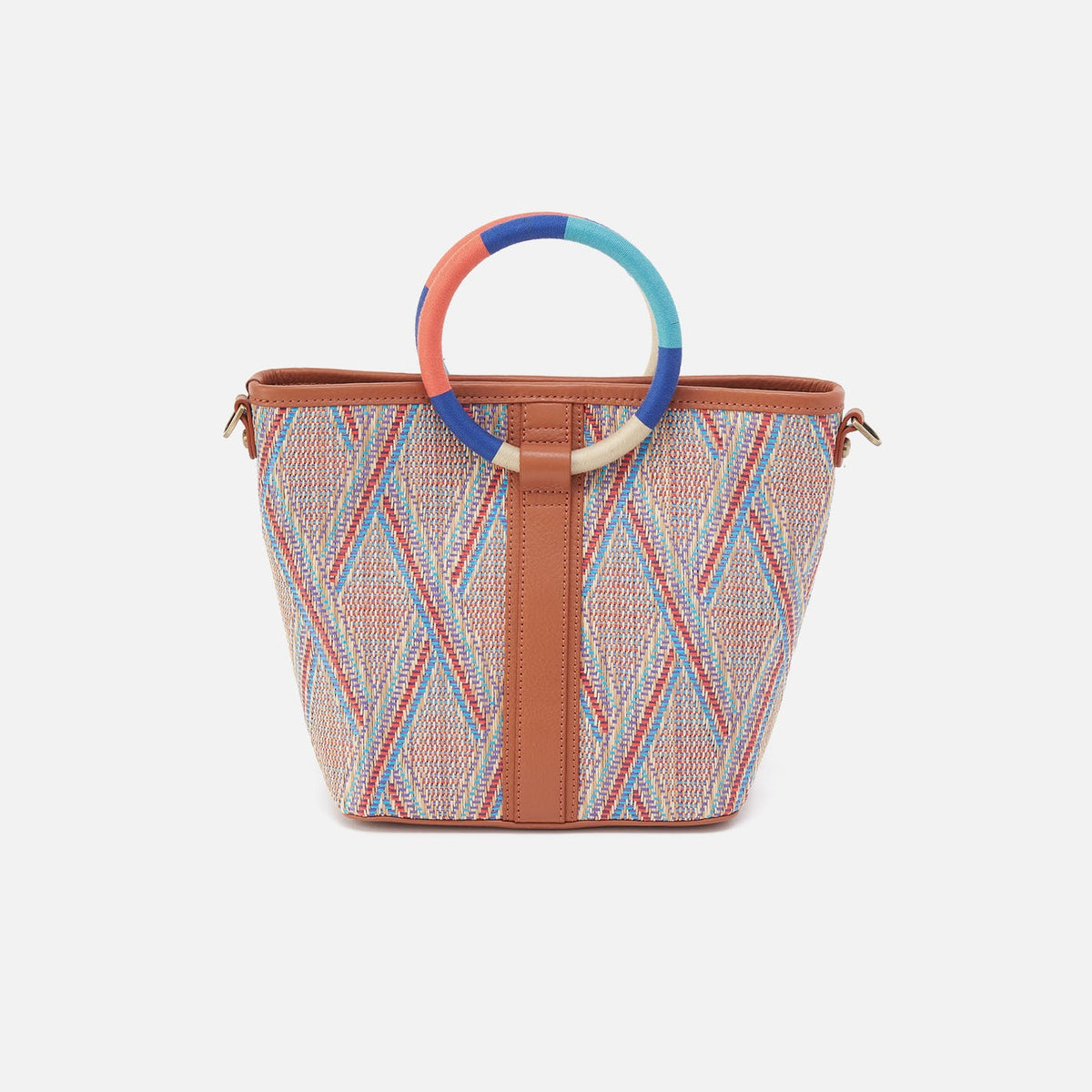 Luna Small Tote In Multi Weave With Leather Trim - Sunset Raffia | HOBO
