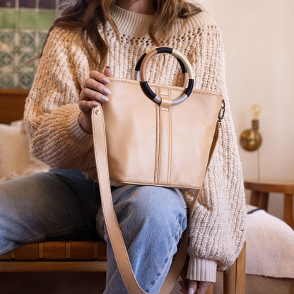 Luna Small Tote In Pebbled Leather - Porcini | HOBO