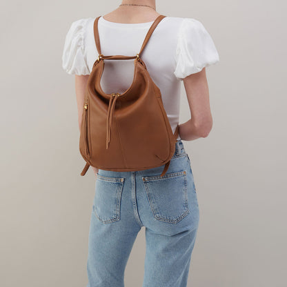 Merrin Convertible Backpack In Pebbled Leather - Warm Honey | HOBO
