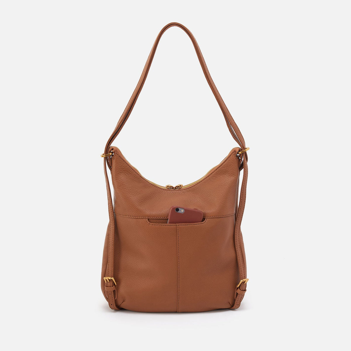Merrin Convertible Backpack In Pebbled Leather - Warm Honey | HOBO