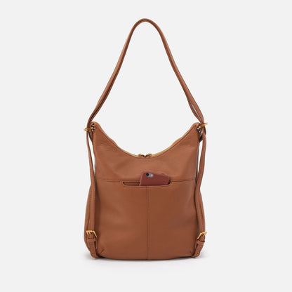 Merrin Convertible Backpack In Pebbled Leather - Warm Honey | HOBO