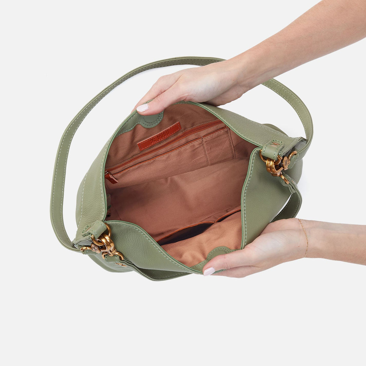 Pier Shoulder Bag In Pebbled Leather - Watercress | HOBO