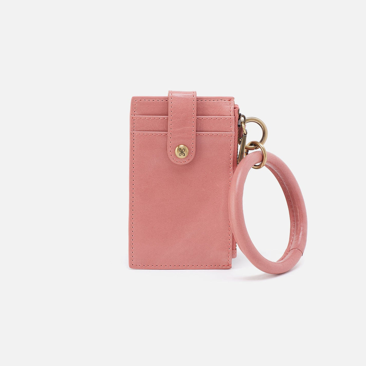 Ring Credit Card Wristlet In Polished Leather - Rose | HOBO
