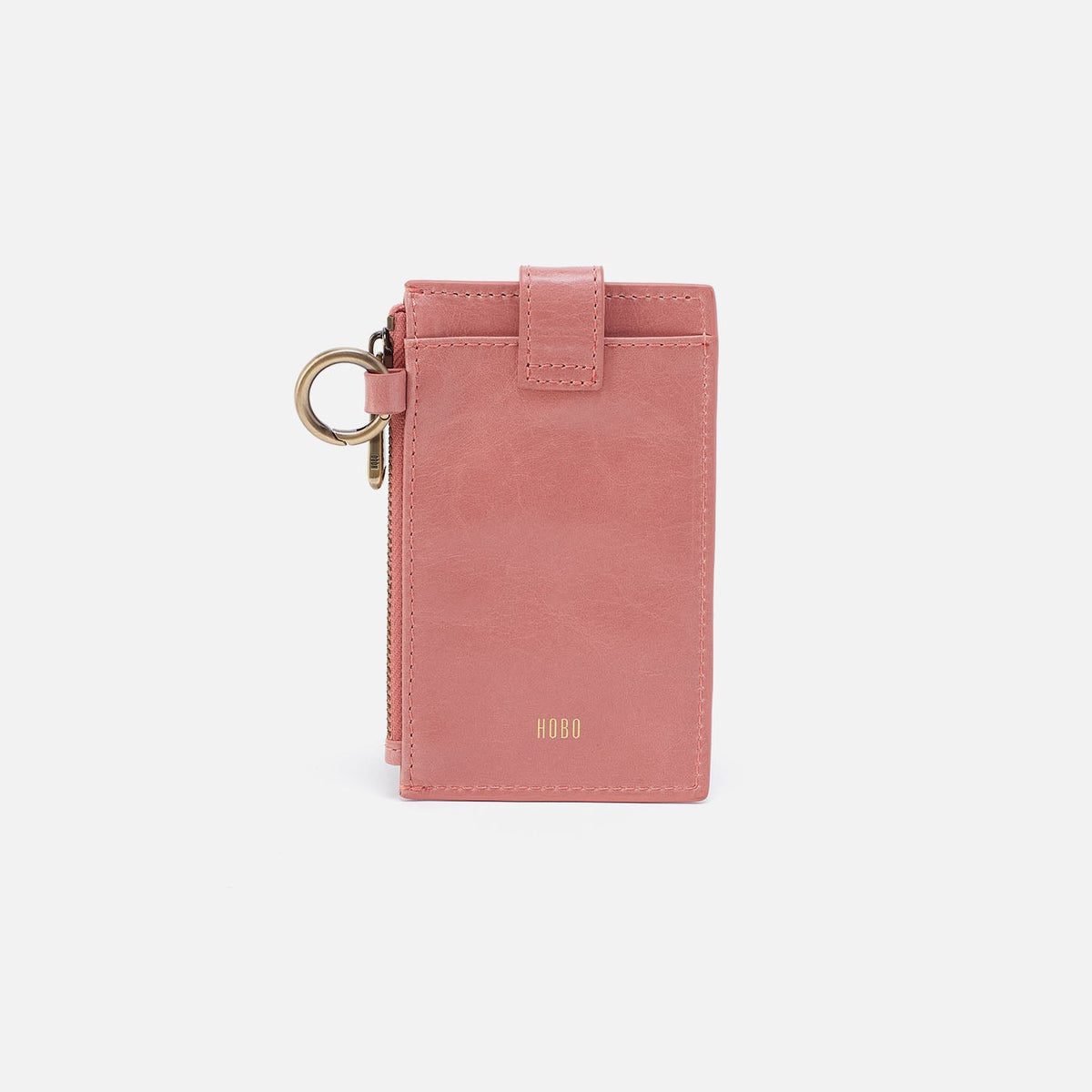 Ring Credit Card Wristlet In Polished Leather - Rose | HOBO