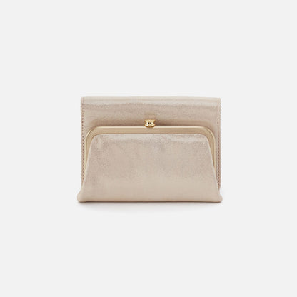 Robin Compact Wallet In Metallic Leather - Sand Shimmer | HOBO