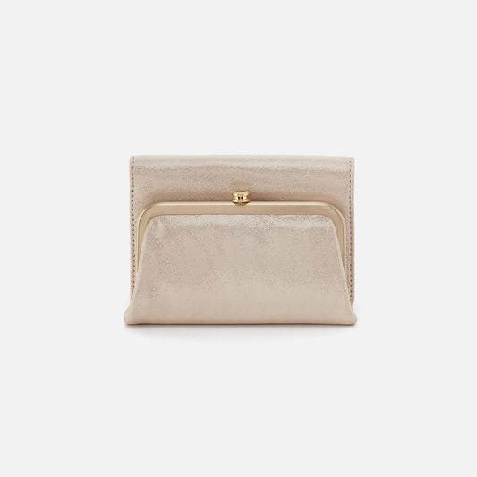 Robin Compact Wallet In Metallic Leather - Sand Shimmer | HOBO