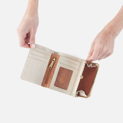 Robin Compact Wallet In Metallic Leather - Sand Shimmer | HOBO