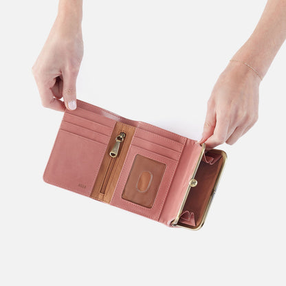Robin Compact Wallet In Polished Leather - Rose | HOBO
