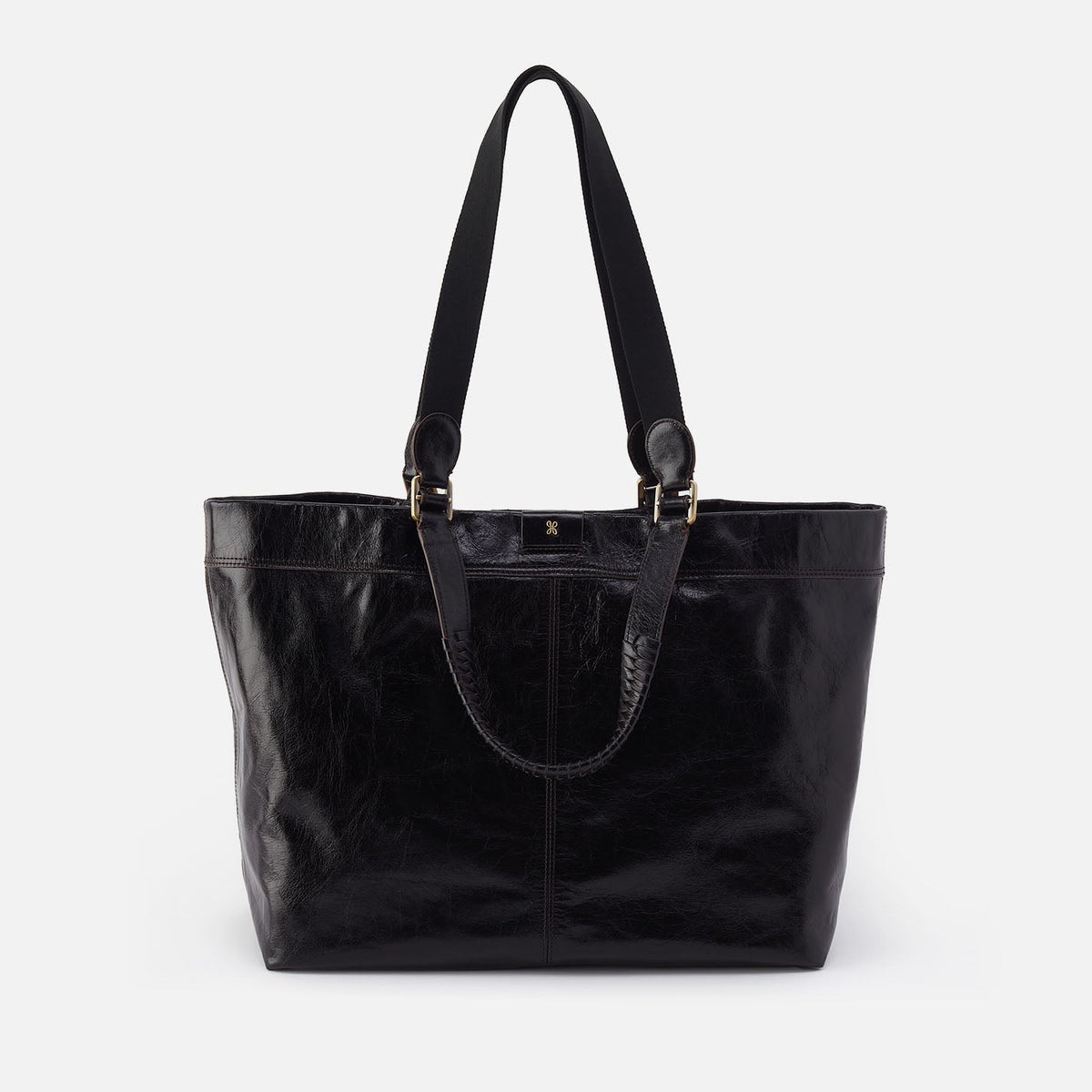 Romy Max Tote In Polished Leather - Black | HOBO