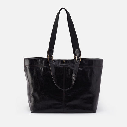 Romy Max Tote In Polished Leather - Black | HOBO