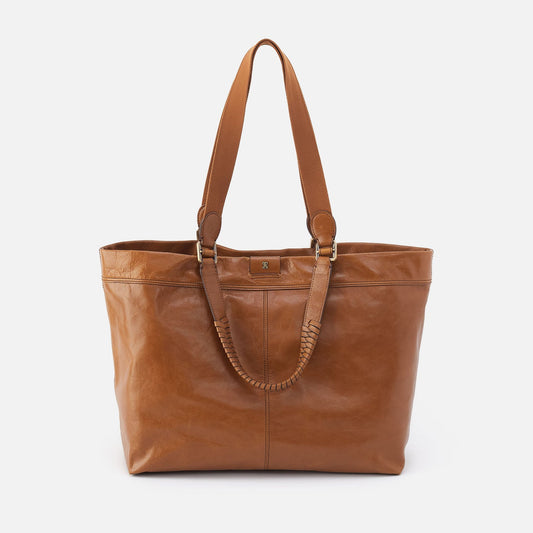 Romy Max Tote In Polished Leather - Truffle | HOBO