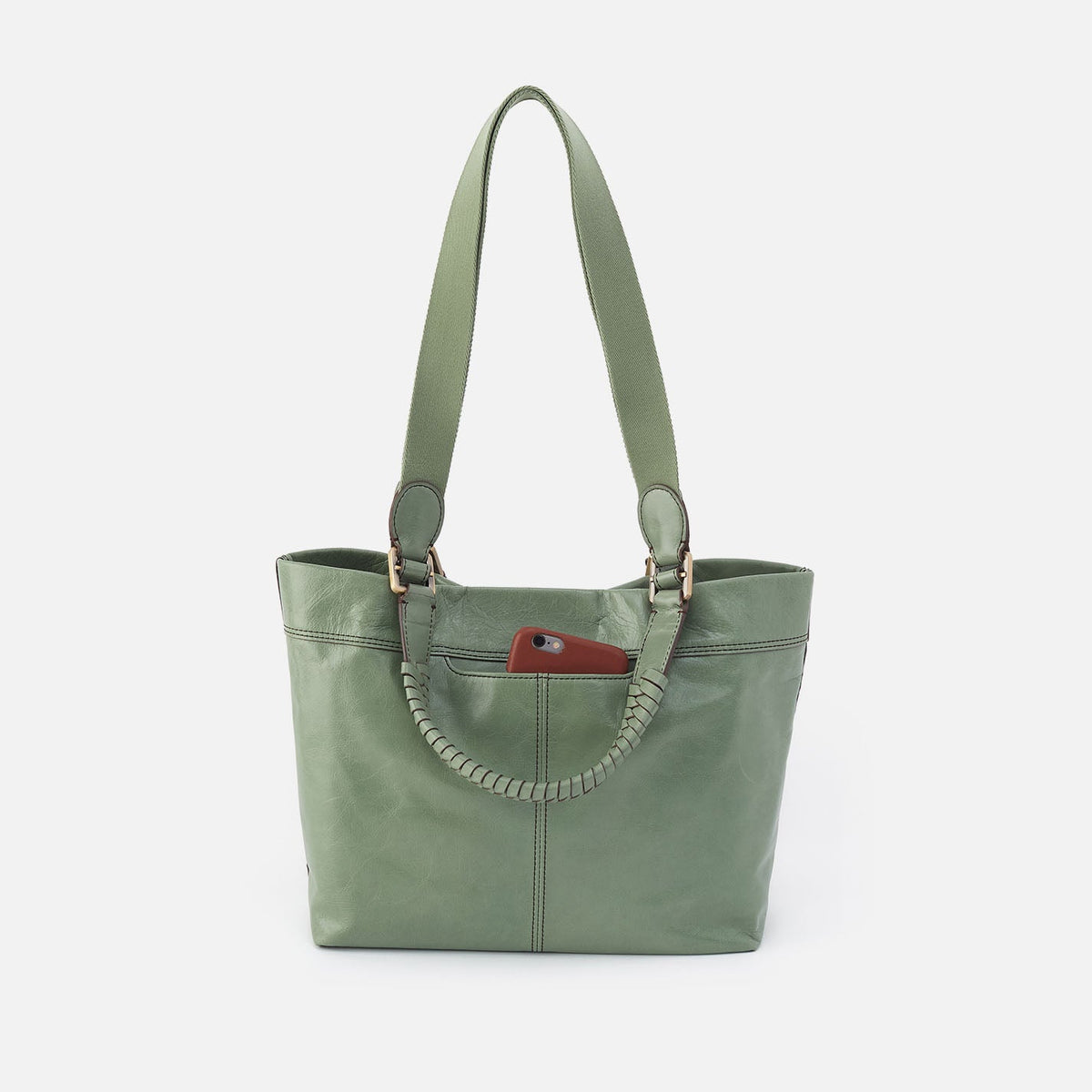 Romy Medium Tote In Polished Leather - Jade | HOBO