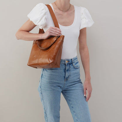 Romy Medium Tote In Polished Leather - Truffle | HOBO